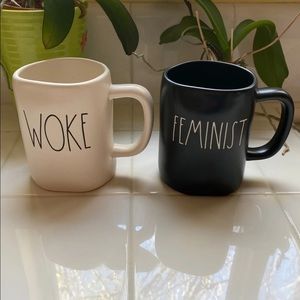 Rae Dunn feminist and woke mug set